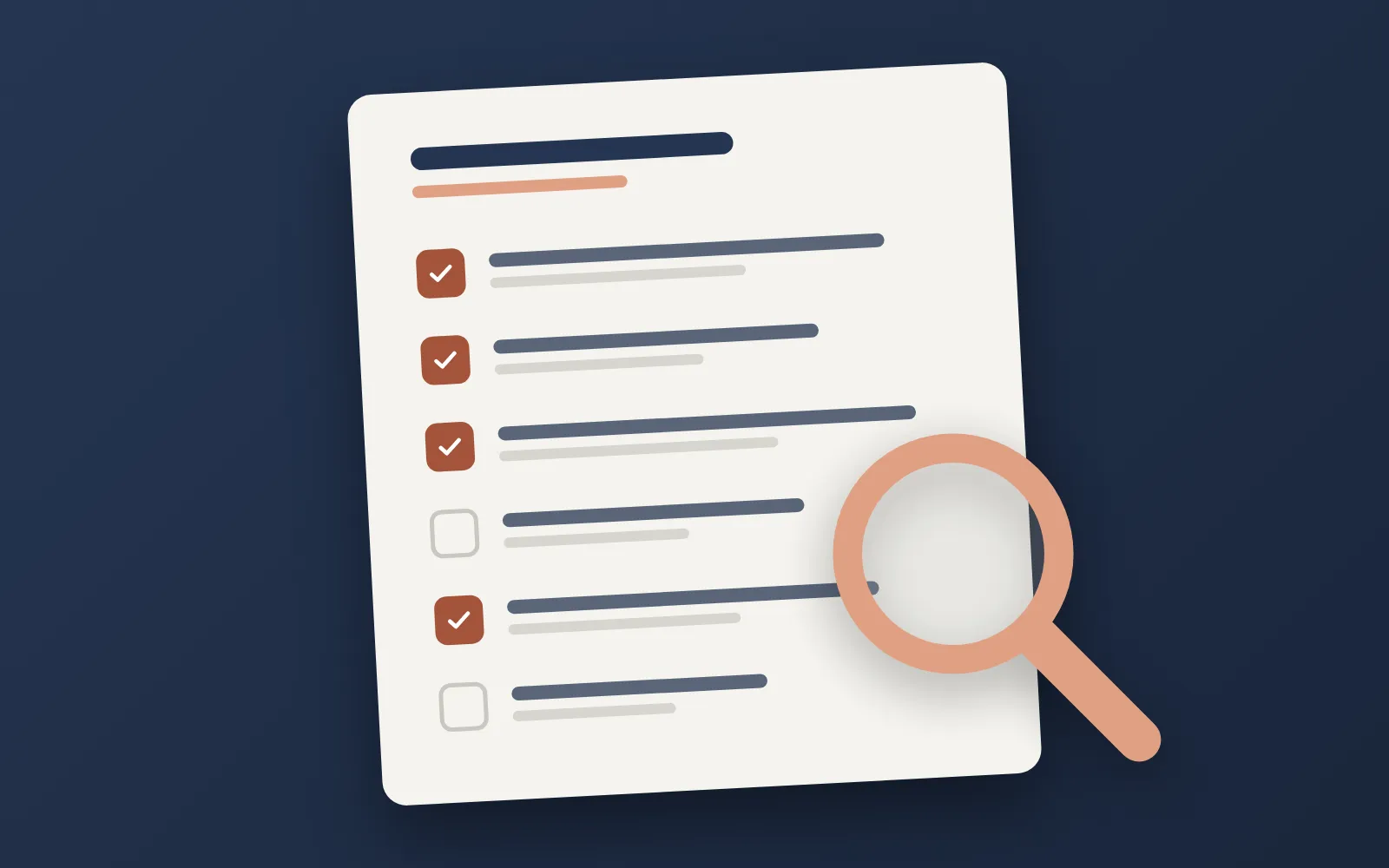 Illustration of an audit checklist and magnifying glass