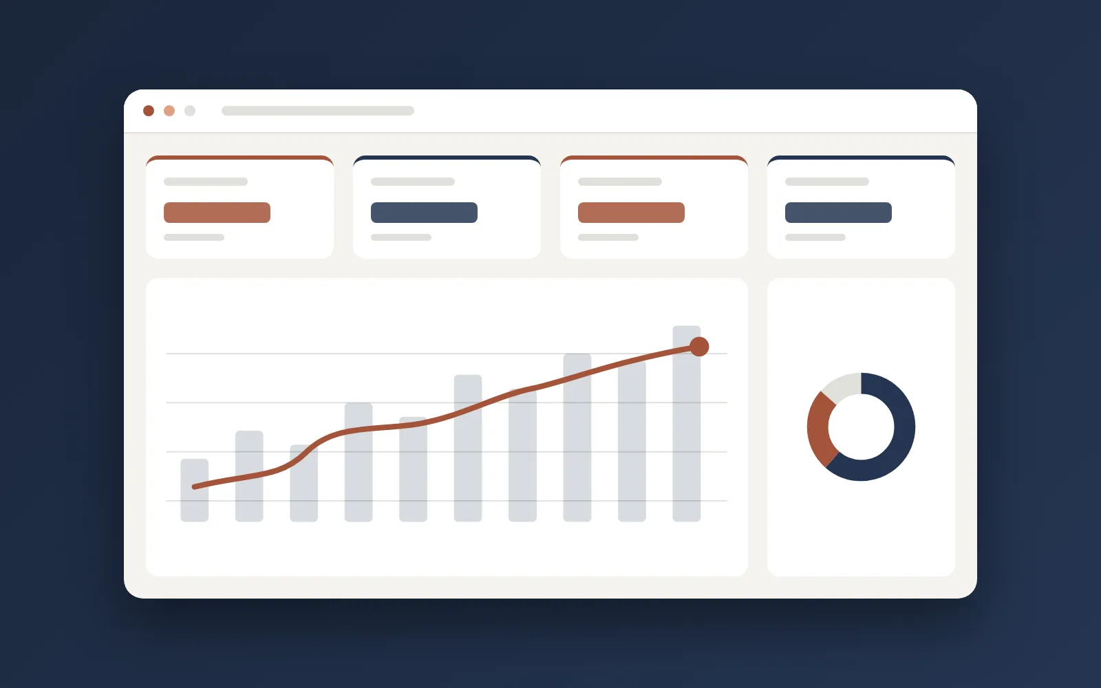 Illustration of a marketing dashboard with charts